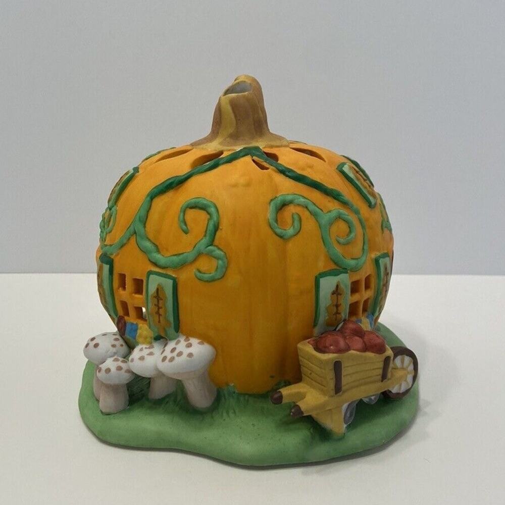 PartyLite Votive Candle Holder Tea Light Pumpkin Patch Elf House Halloween Decor - Picture 2 of 13